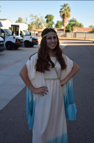 Other students participating in Mondays Toga Day. Many students have found creative ways to make the spirit day worthwhile.